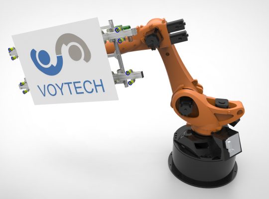 Robot automatyzujący pracę z logo Voytech